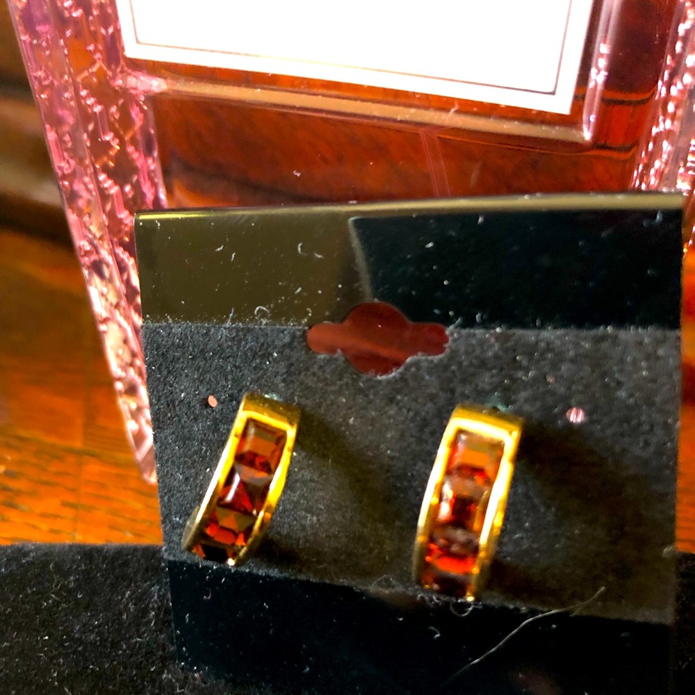 RMN Roman J hoop earrings in gold tone with Amber studs.Lovely 💝🎄